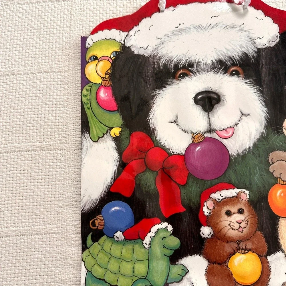 VTG 2003 Renaissance Christmas‎ Gift Bag Animals Dog Cat Hamster Holiday Cute
